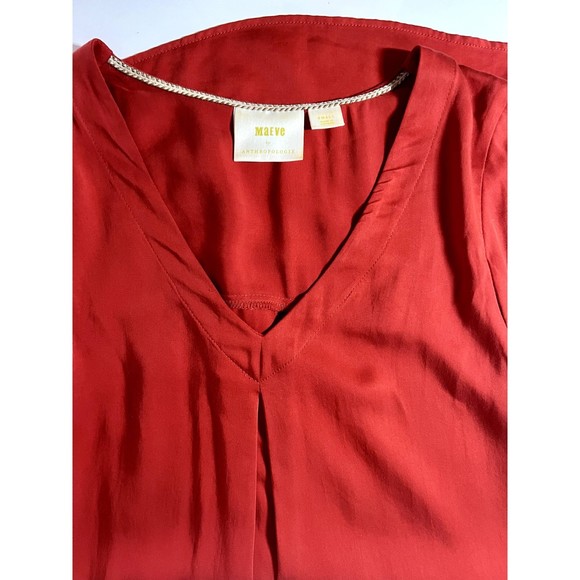 Anthropologie Maeve Ally Cupro Tunic Red Small - Picture 7 of 9